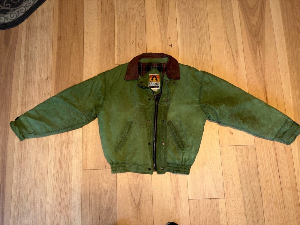 Kakadu Traders Australia Green Brown Bomber Jacket Logo Accent Men's
