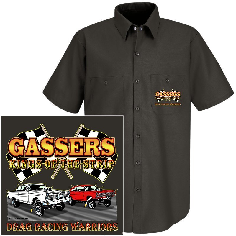 Old School Outlaw Gasser Drag Racing Warrior Car King Of The Strip Work Shirt 14
