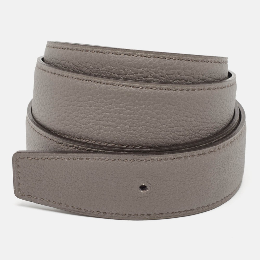Hermes Gris Meyer Noir Togo Box Leather Reversible Belt 90cm