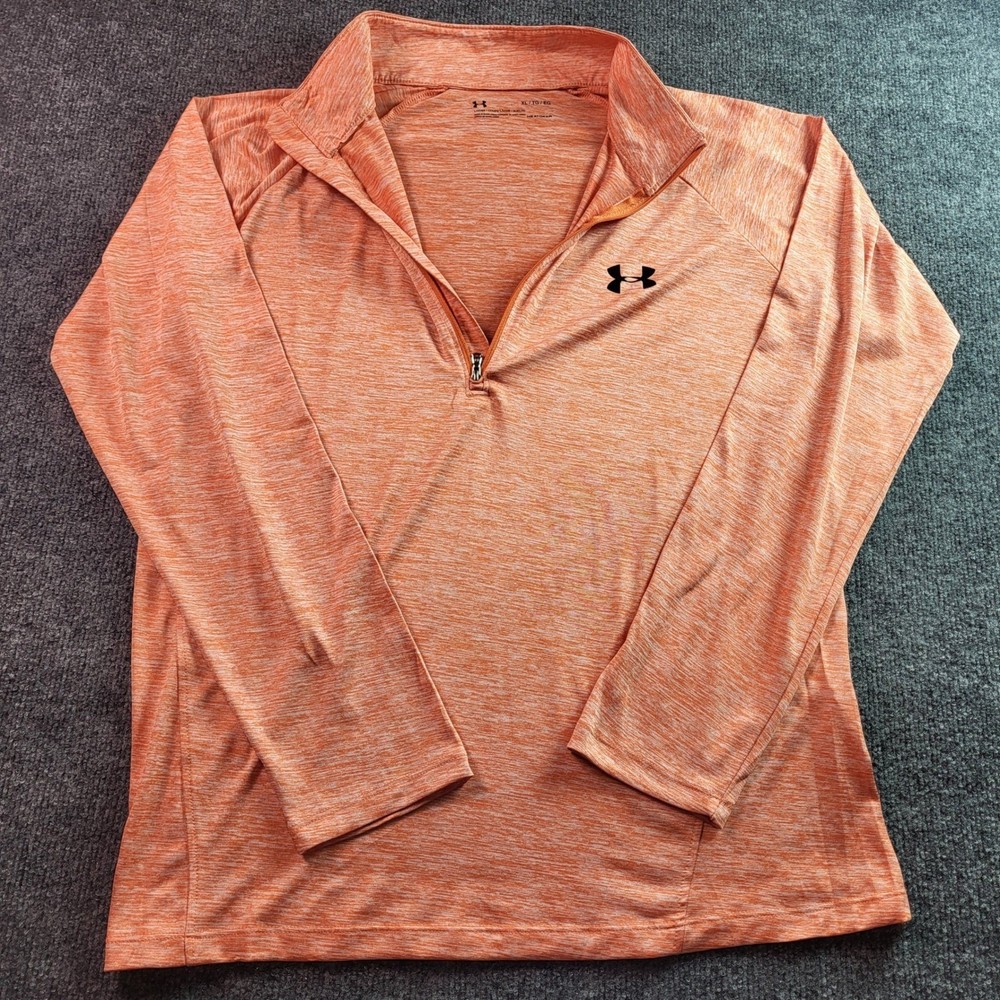 Under Armour HeatGear Womens XL Orange Heathered 1/4 Zip Pullover Long Sleeve
