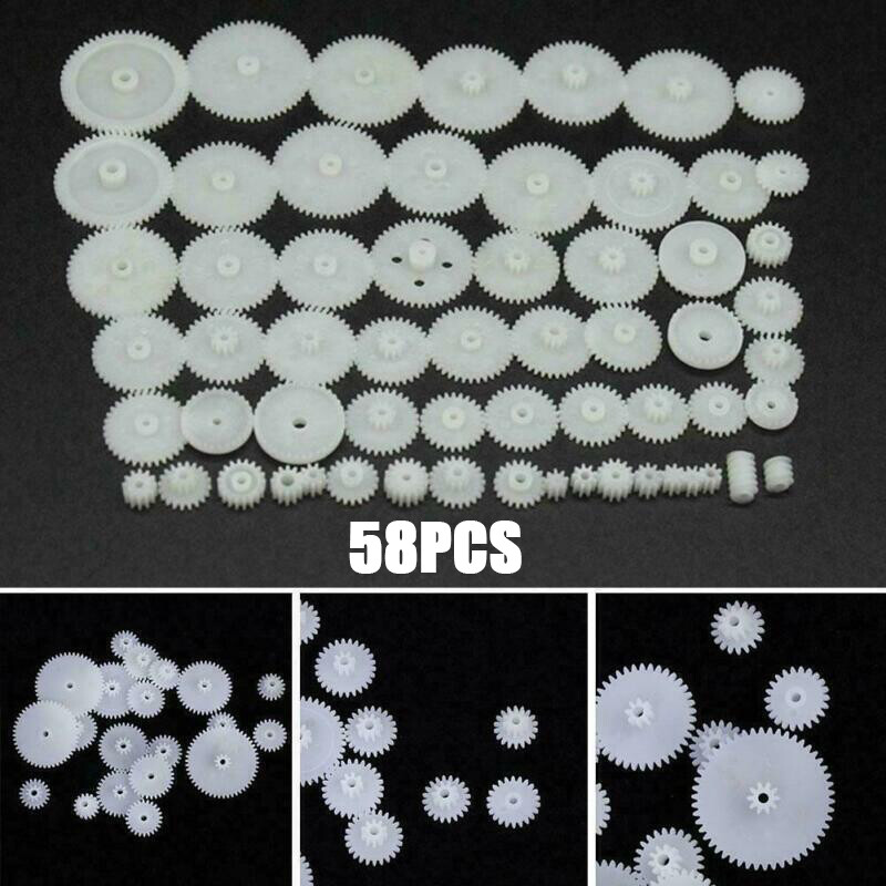 58Pcs Plastic Spindle Gears Set/ Haft Motor-Gearbox DIY/Parts/Car Model Kits Toy
