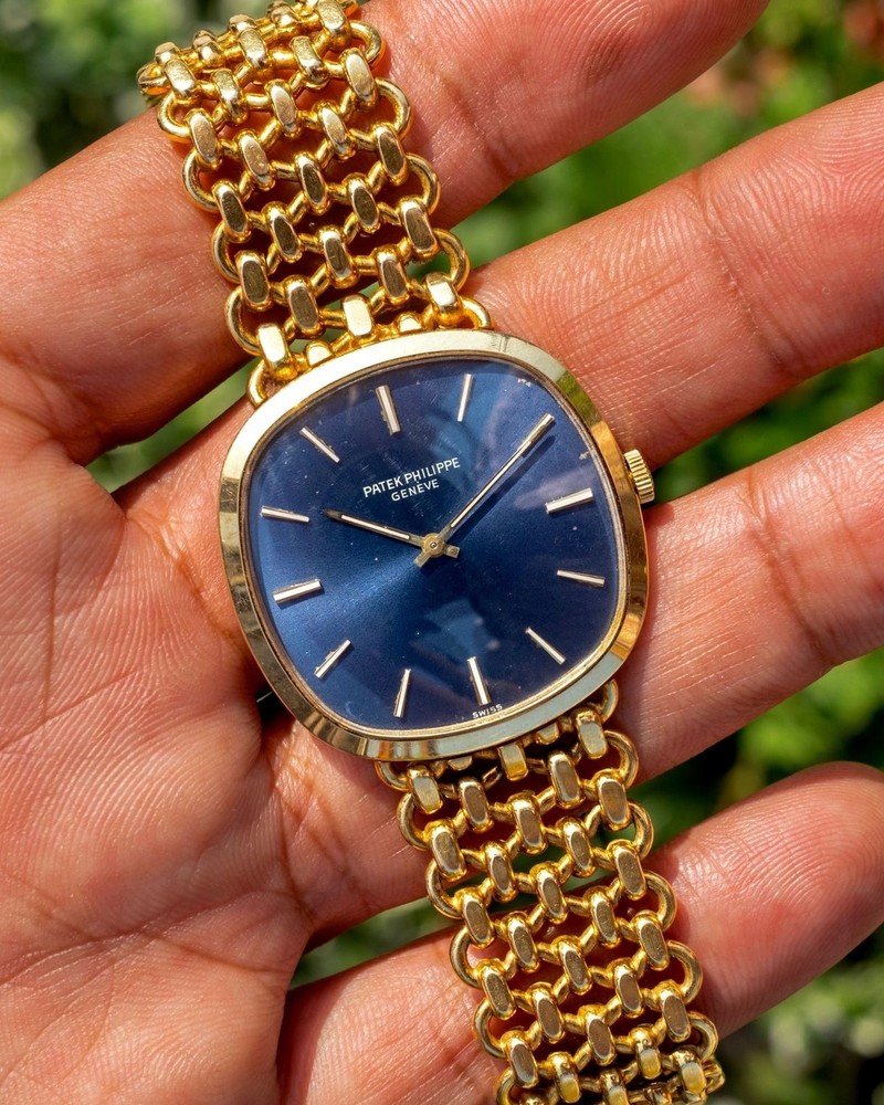 1970 Patek Philippe Golden Ellipse 3544/2 18k Yellow Gold Jumbo Blue Dial
