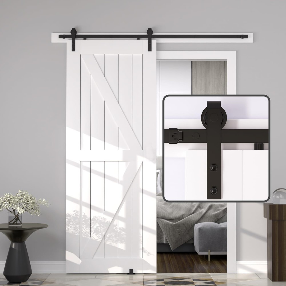 6FT Barn Door Hardware kit, Barn Door Track, Sliding Door Hardware kit, Easy ...