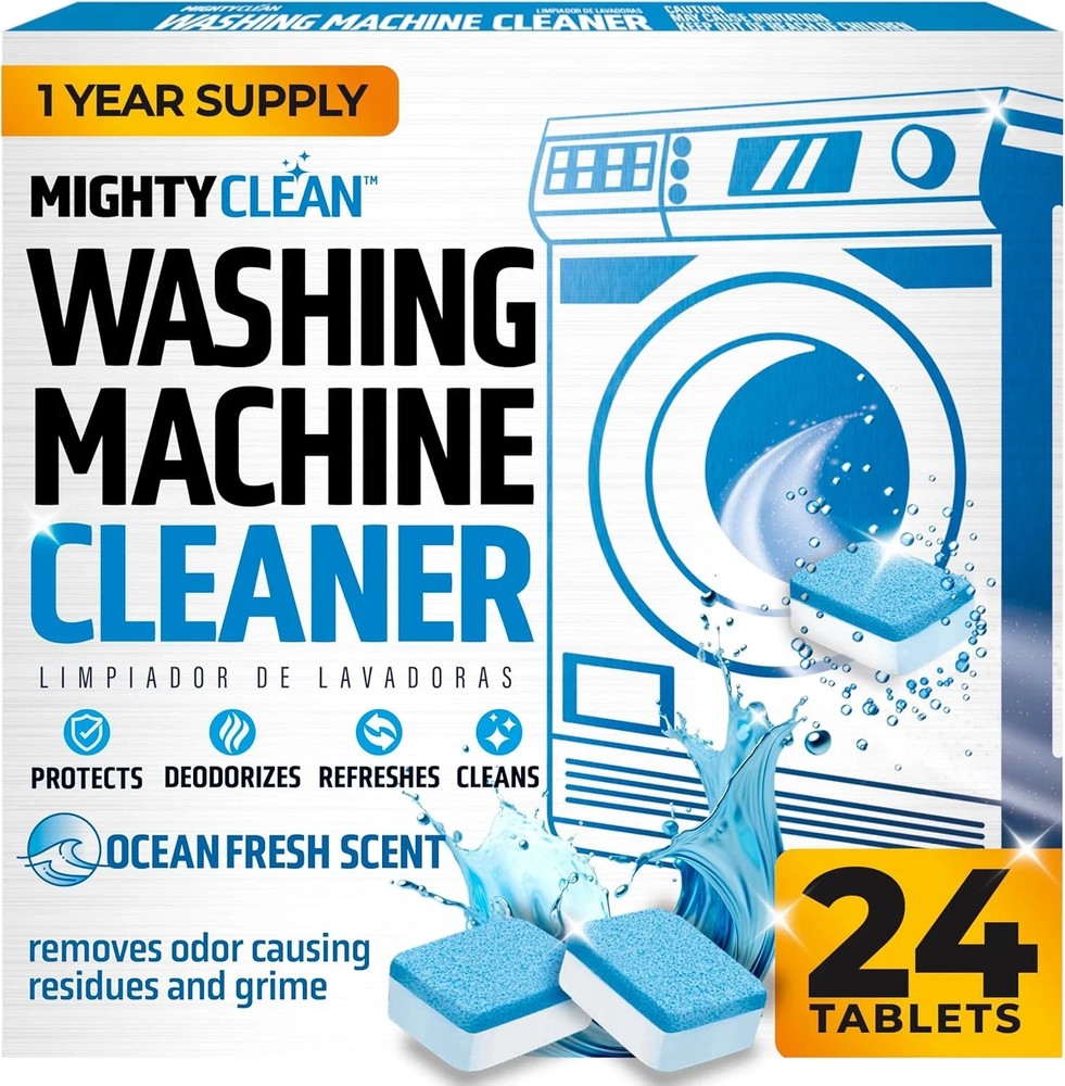 24-Pack Washing Machine Cleaner Tablets - 1 Year Supply, Septic Safe & Effective