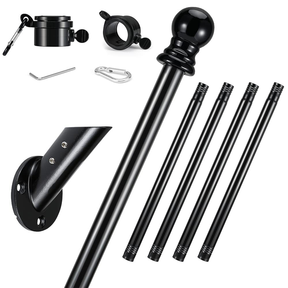 6FT Flag Pole Kit, Stainless Steel Flag Pole with Base, Wall Mounted Flagpole...