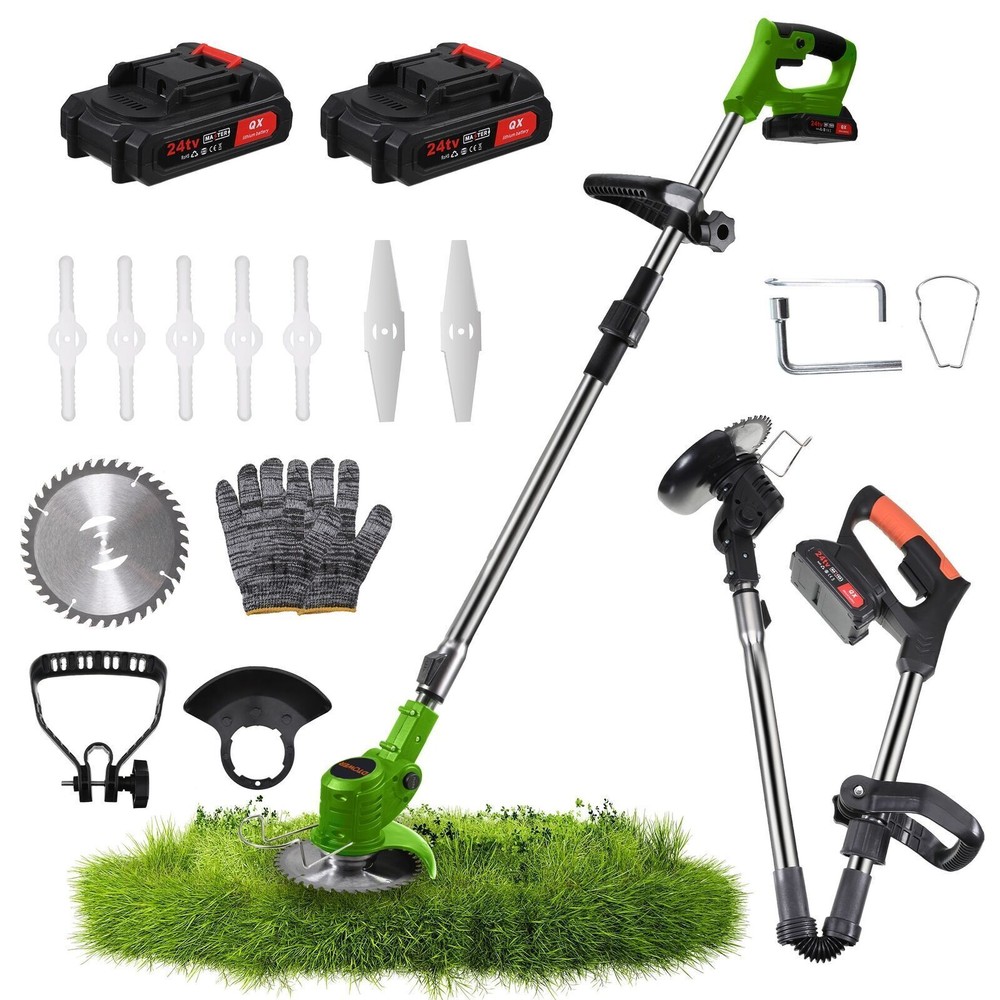 Electric Cordless Grass String Trimmer Lawn Edger Weed Wacker Cutter w/2 Battery