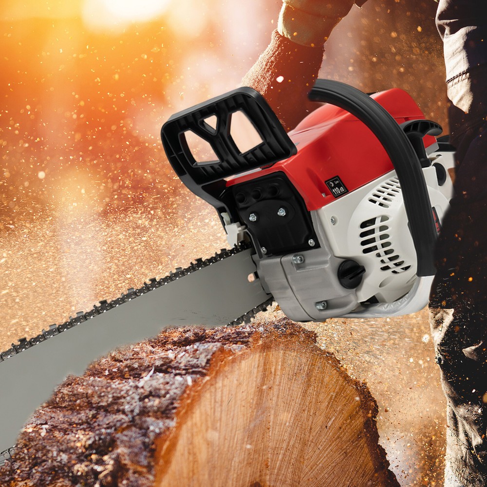 52cc 2-Stroke Gas Chainsaw 22-Inch Bar Handheld Wood Cutting Chain Saw DE