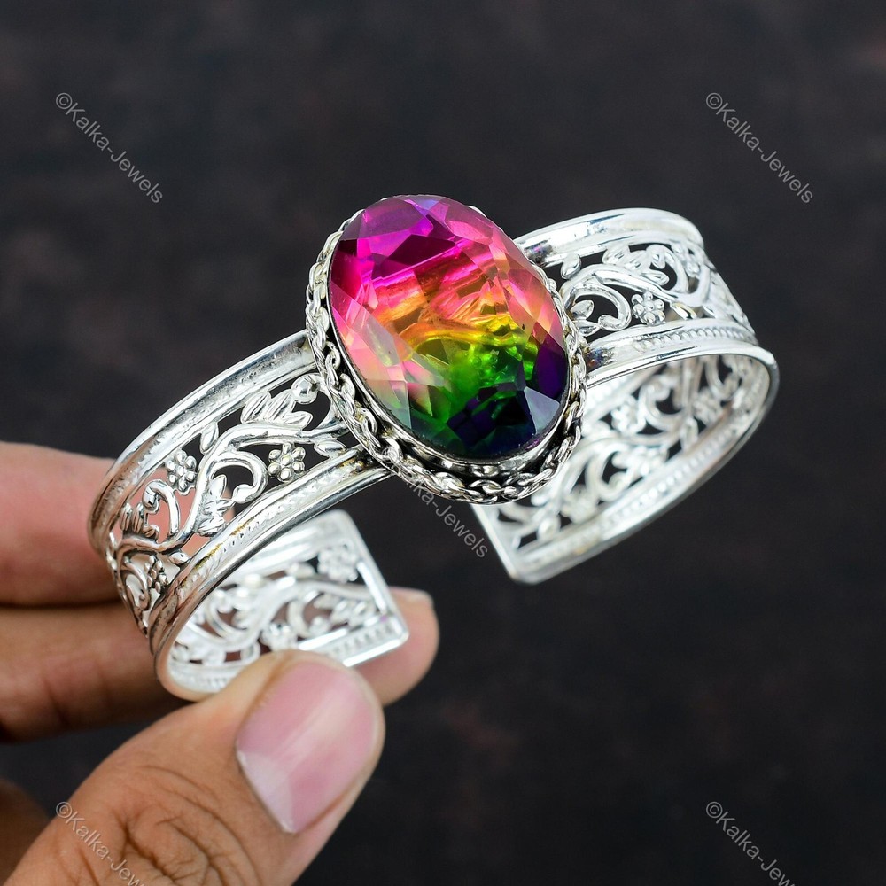 Sterling Silver Multi Tourmaline Bezel Bangle for Mother's Day Sale-image