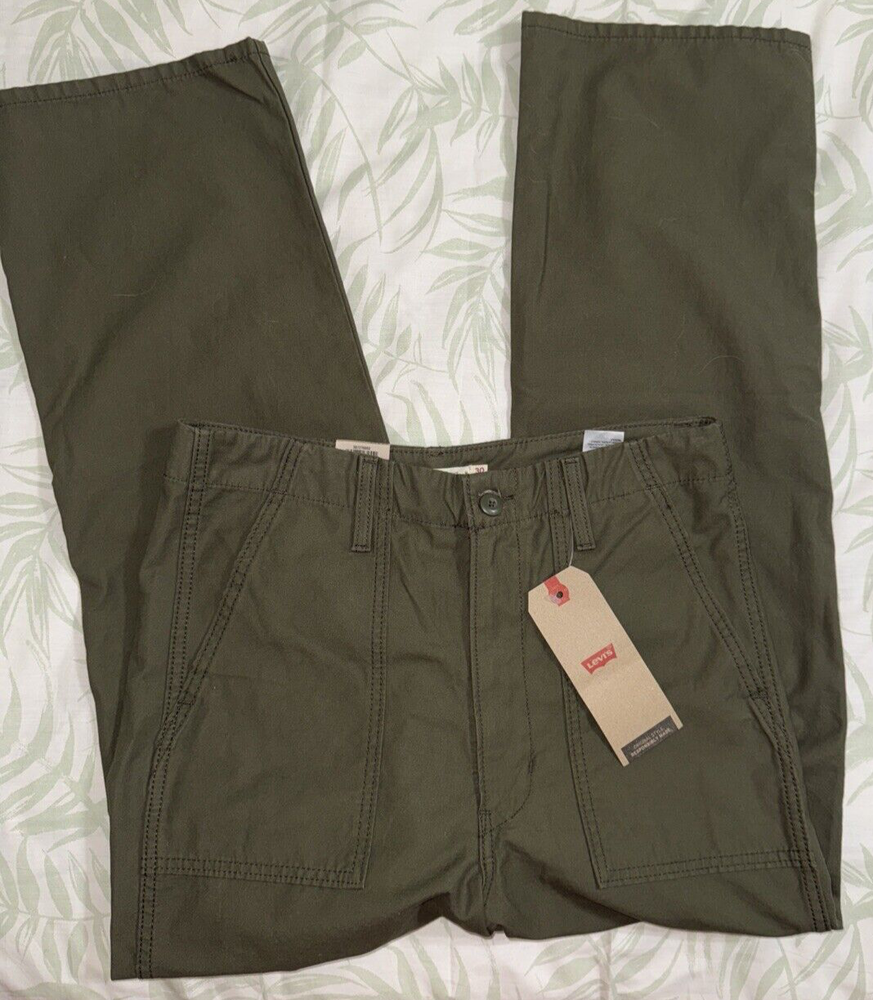 Levis Womens Ribcage Straight Utility Olive Green High Waist Pants NWT Size 10 30x29