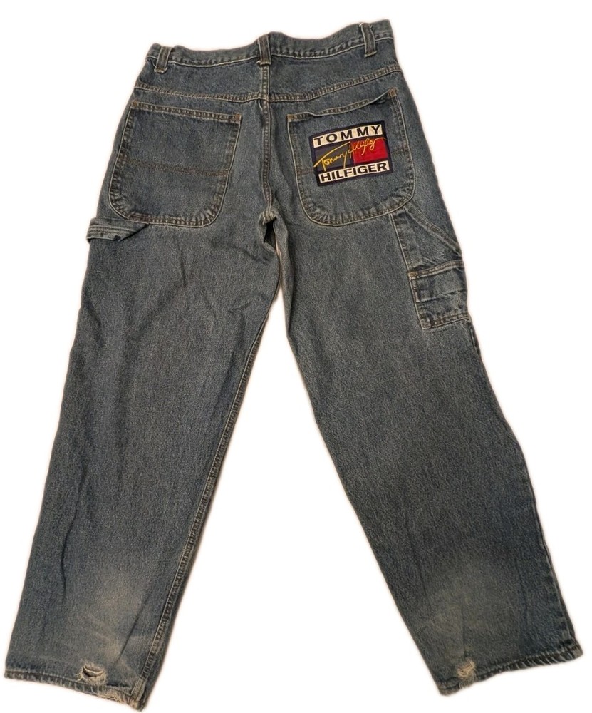 Vintage 90’s Y2K Tommy Hilfiger Men's Carpenter Jeans Big Patch 36 / 38 Baggy