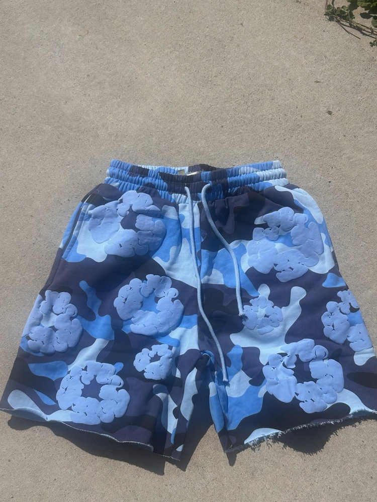 Denim Tears Royal Blue Cotton Wreath Shorts Size Small