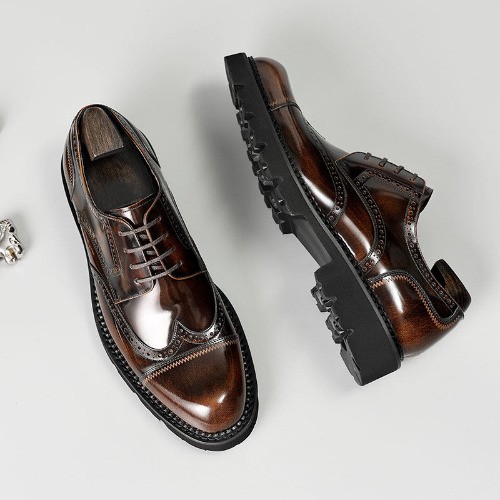 Brown British Business Fashion Formal Men's Wedding Groom Leather Shoes