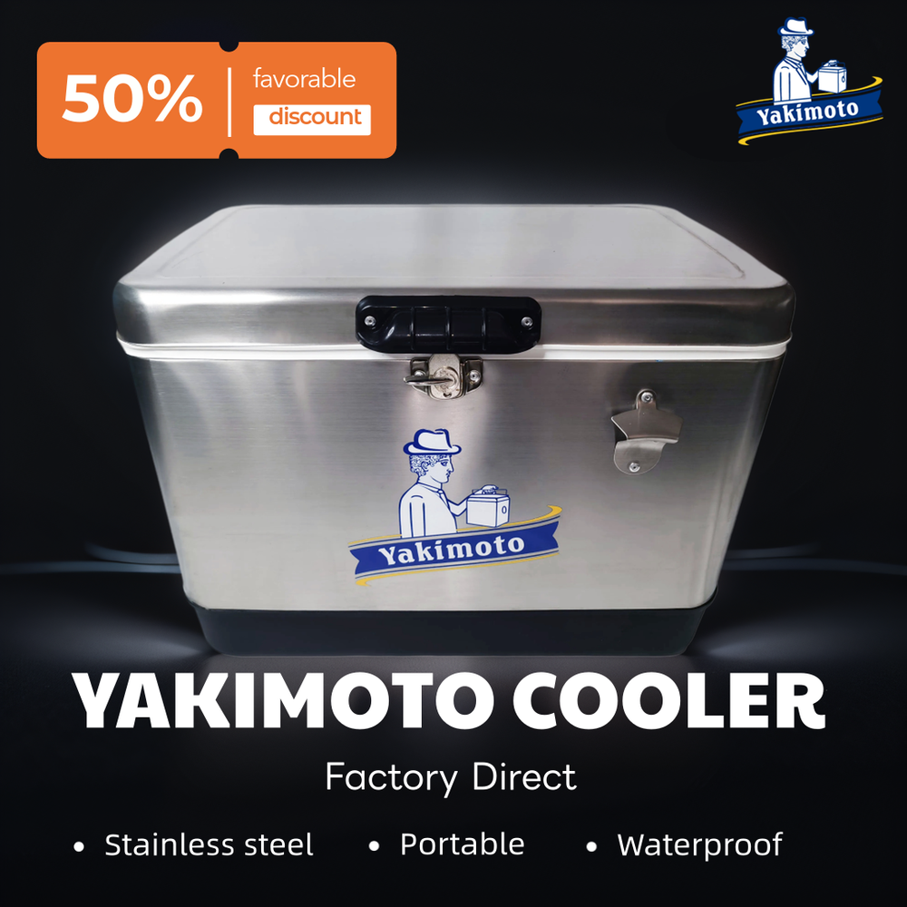 Yakimoto 54Qt Stainless Steel Cooler for Camping, Party, Beach, Picnic, RV
