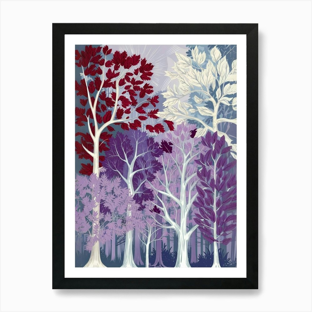 Framed Forest Trees Art Print Canvas Wall Decor Picture