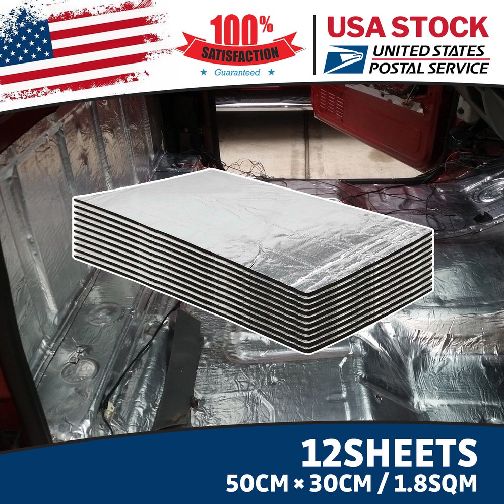 Car Heating Shield Insulation Noise Reduce Mat 7mm Thermal Sound Deadener 12Pcs