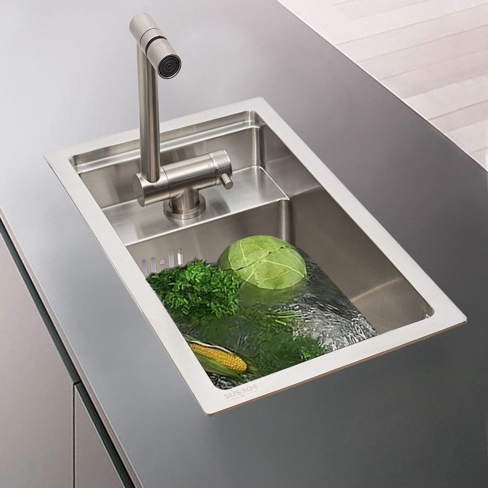 Stainless Steel Commercial Single Bowl Drop-In Kitchen Sink with Faucet