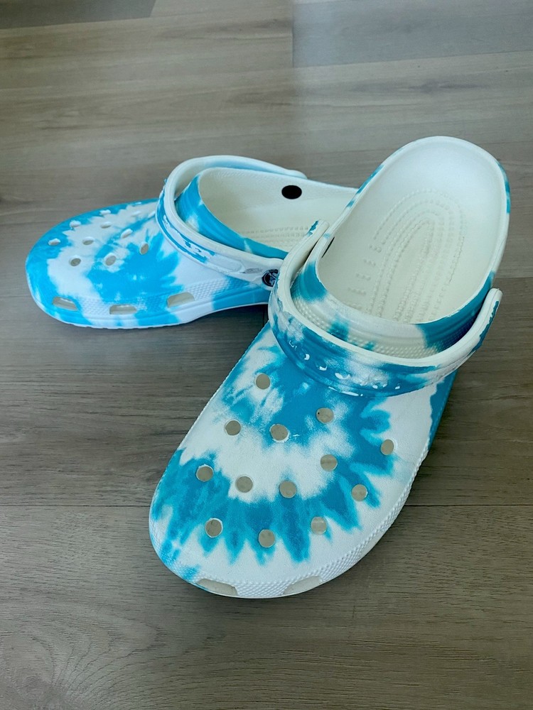 Crocs Classic Clog Multi Color Blue White Tie Dye Men 11 Women 13 Unisex