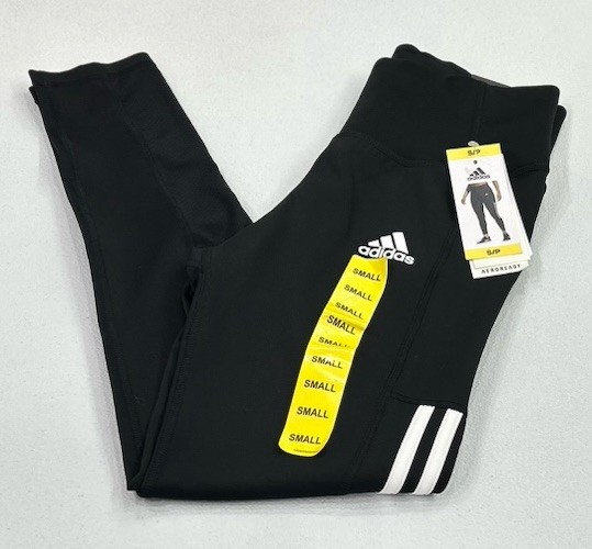 Adidas Womens High Rise Tight Fit 7/8 Leggings in Black White Size S