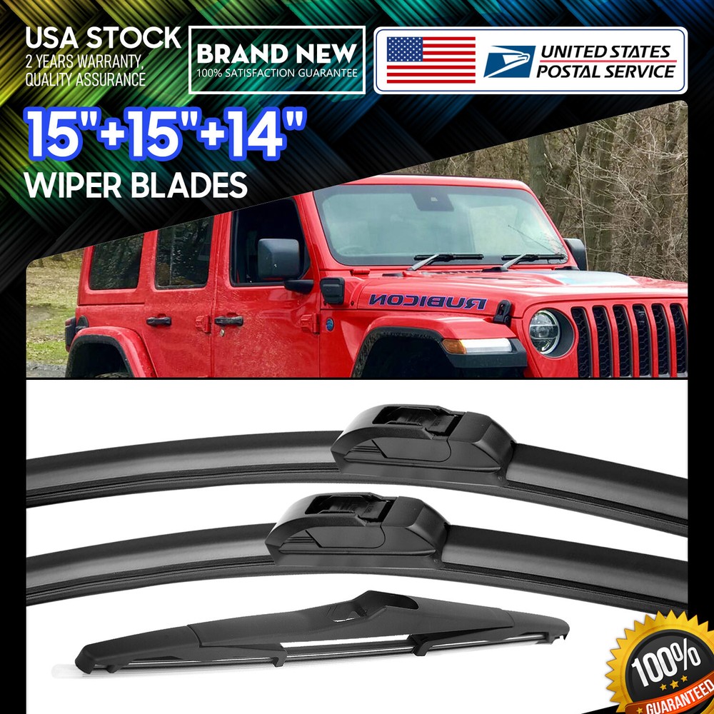 Front & Rear / 15''+15''+14'' / Premium Rubber Windshield Wiper Blades /pair