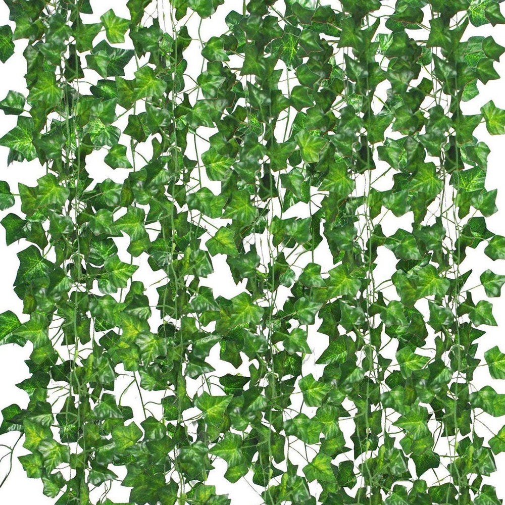 12 Pack Fake Vines for Room Decor Artificial Ivy Garland with Clip Green Flowers