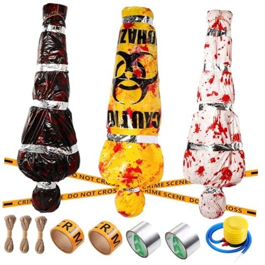 3 Set 5ft Halloween Death Victim Props Scary Fake Corpse Decorations