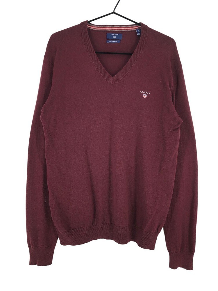 GANT Jumper Pullover Sweater Men Cotton Wool V-Neck Size M