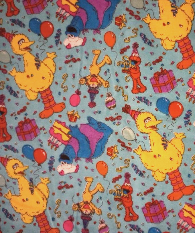 sesame street birthday fun fabric print flannel piece 14.5 x 12 inch 1pc new