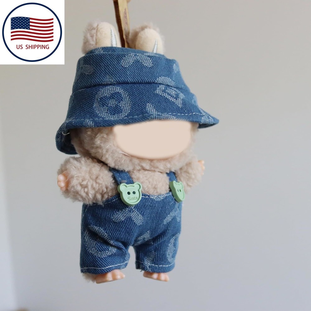 Labubu Denim Outfit with Hat - Casual Premium Doll Clothes