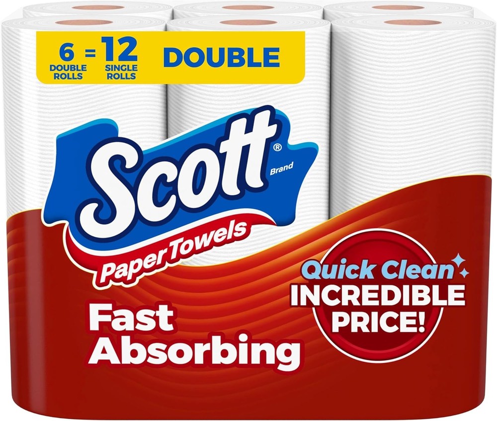 Scott Paper Towels, 6 Double Rolls = 12 Regular Rolls (108 Sheets Per Roll)