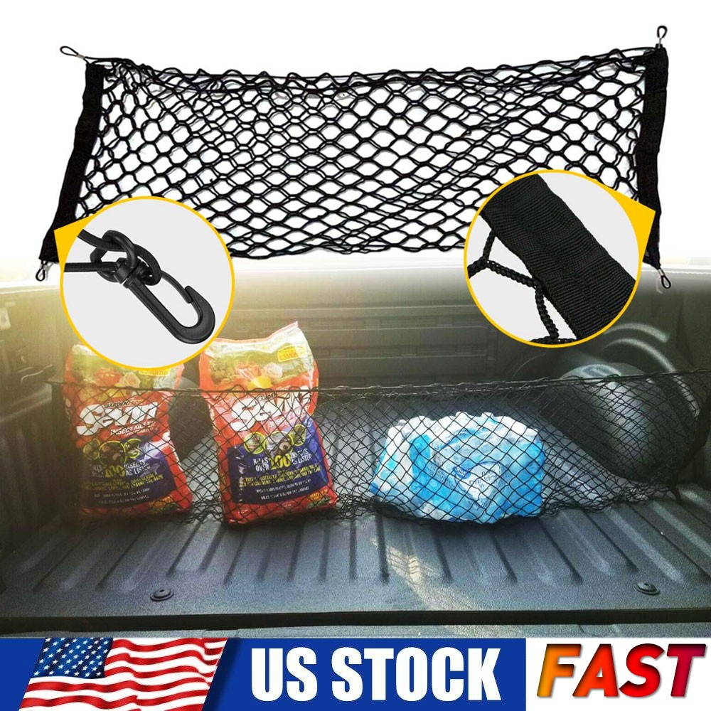 Trunk CARGO NET Car Nylon Elastic Mesh Organizer Truck SUV Universal 4 Hook Rear