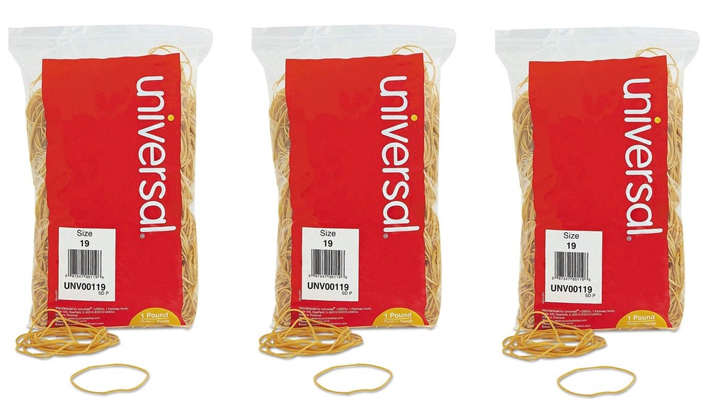 00119 Rubber Bands, Size 19, 3-1/2 x 1/16, 1lb Pack, 3 Pack