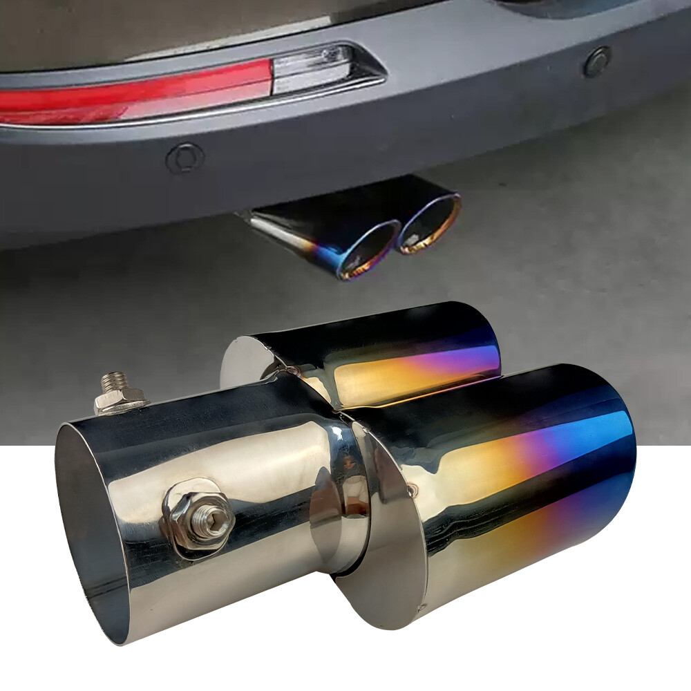 Chrome Car Rear Exhaust Pipe Tail Muffler Tip Accessories Auto Replace Kit Blue