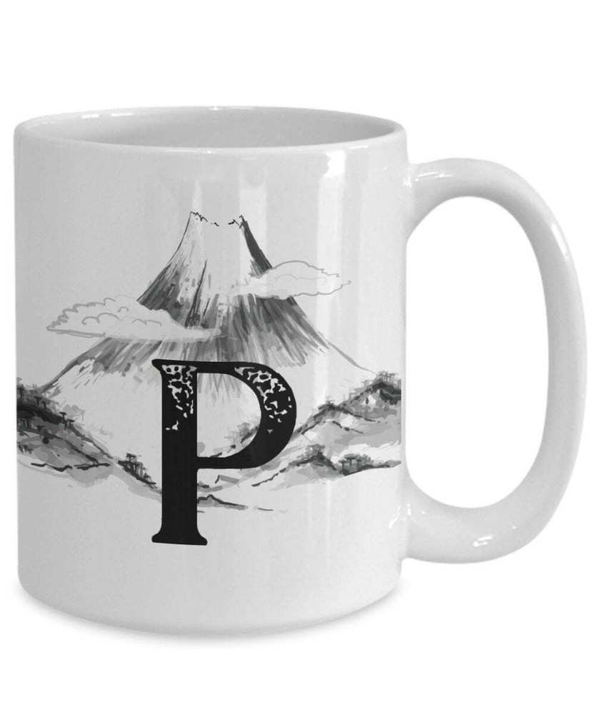 Letter P Personalized Camping Mug Nature Mug 12 Enamel The Outdoorsy Type Custom