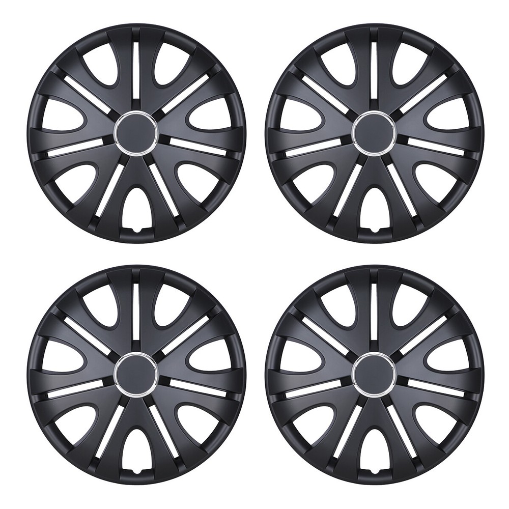 4PCS 14-Inch Black Matte Hubcaps for Chevy Toyota Nissan R14 Snap-On Wheel Covers