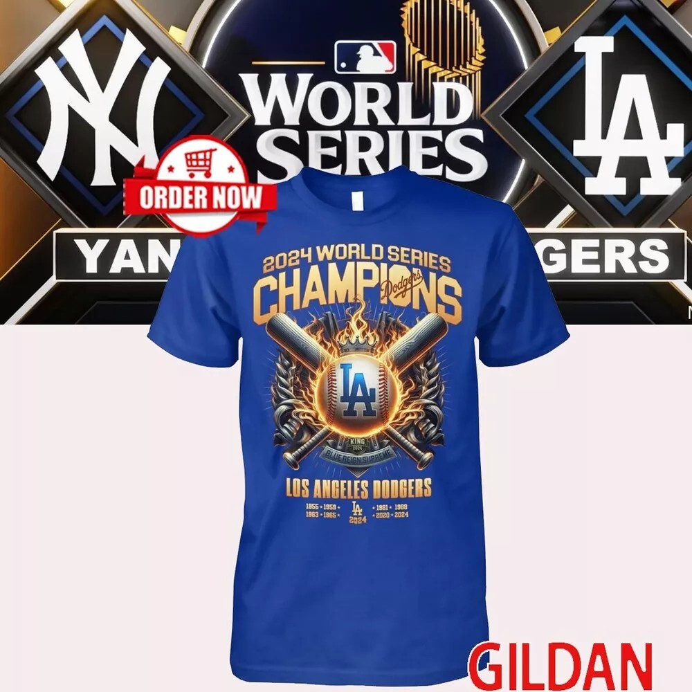 2024 World Series Champions Dodgers T-Shirt Available in Sizes S-5XL
