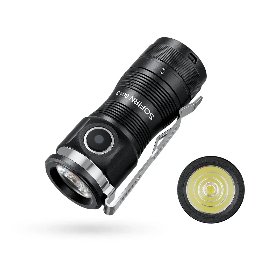 Mini LED 1300lm Rechargeable Keychain Flashlight 6000K Emergency Torch Light