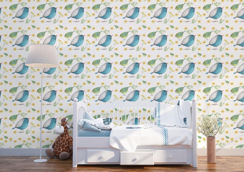 3D Birds Flowers Watercolor Pattern Wall Murals Wallpaper Murals Wall Sticker