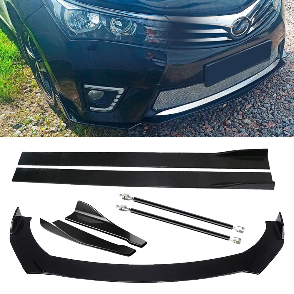 Glossy Front Splitter Bumper Lip Spoiler Strut Side Skirt For Toyota Sequoia