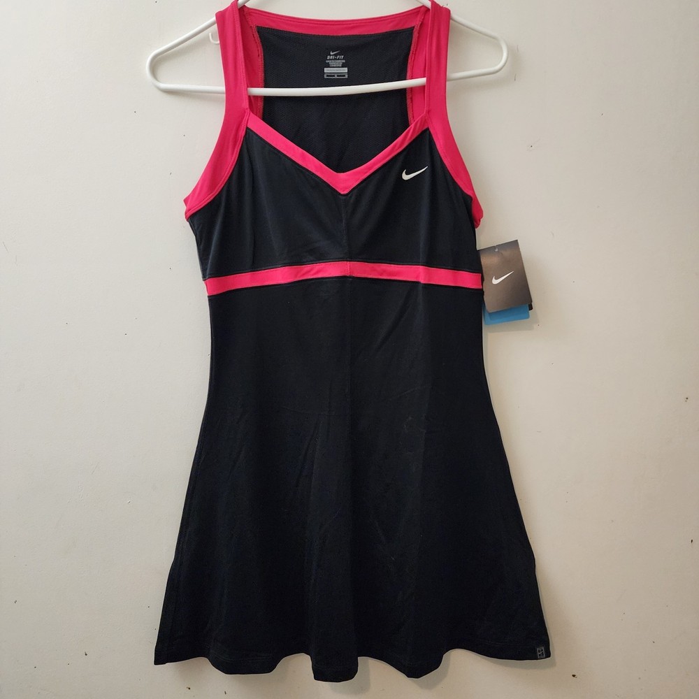 Ladies M Nike Dri-Fit Athletic Dress Blk/Red Tennis Golf Sports Workout Training