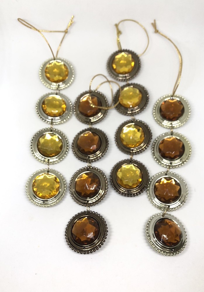 4-Tier Round Acrylic Jewel Hanging Christmas Ornament Set - 4 Pack