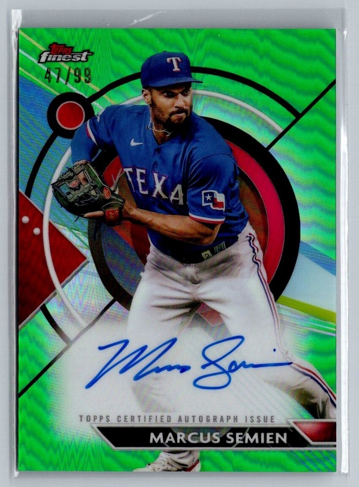Marcus Semien /99 2023 Topps Finest Green Refractor Auto #FA-MS Rangers