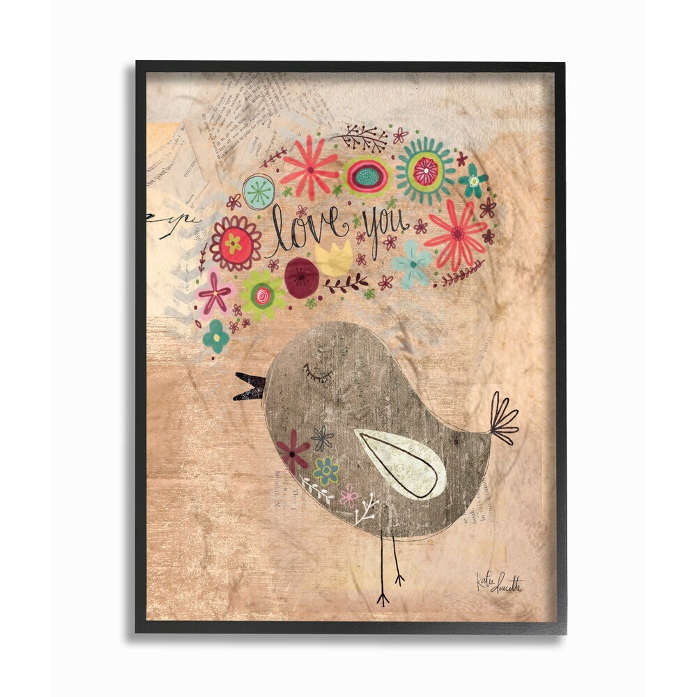 Stupell 'Love You Little Birdie' Wood Framed Giclee  Medium