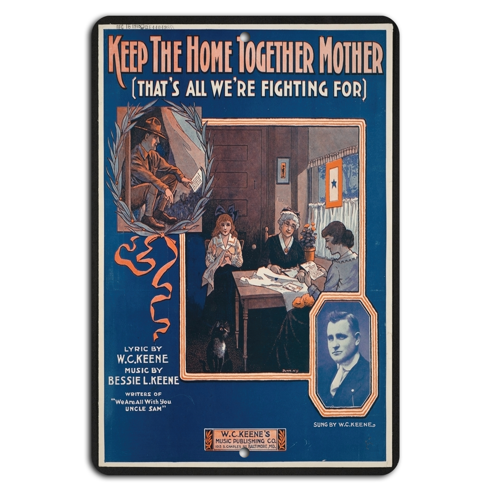 Vintage Patriotic Poster: Keep the Home Together, Mother!