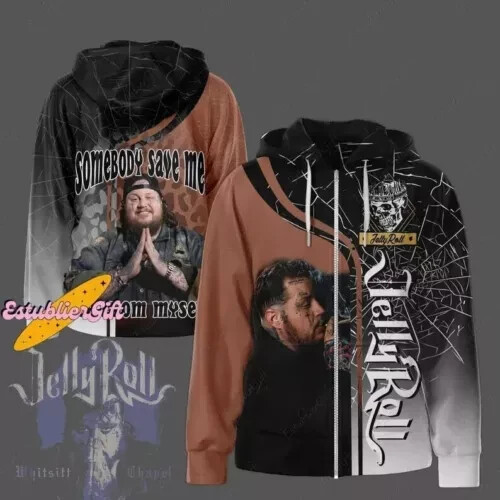Jelly Roll 3D Hoodie, Gift, Tour 2024 Hoodie, Jelly Roll 2024 Concert Hoodie ZIP