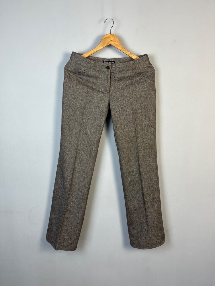 Dolce & Gabbana D&G Luxury Women Brown Wool Pants Trousers Made in Italy Size 40