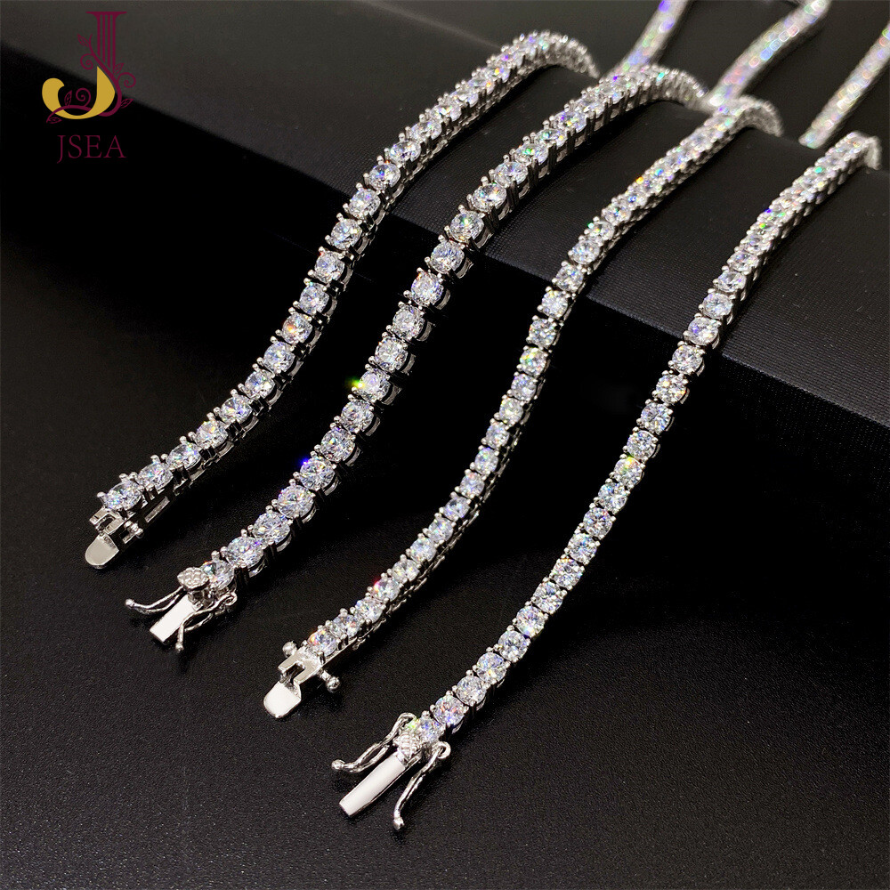 4mm S925 Sterling Silver Moissanite Tennis Chain for Men Hip Hop Jewelry