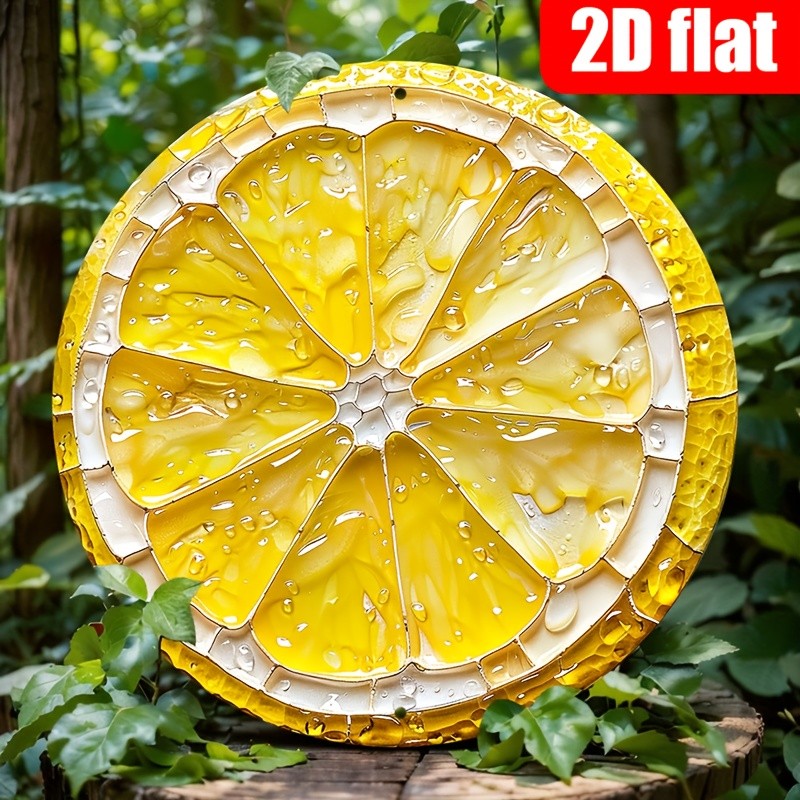 Tin Metal Signs Vintage Lemon Theme Round Aluminum Logo, 8x8 Inches - Signs