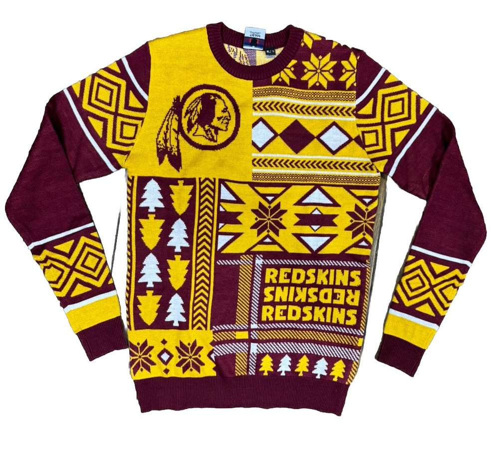 NFL Football Washington Redskins Ugly Patch Sweater by KLEW Small NWT