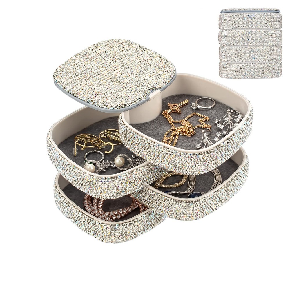 Bling Jewelry Organizer Portable Sparkling Storage Box for Small Accessories  