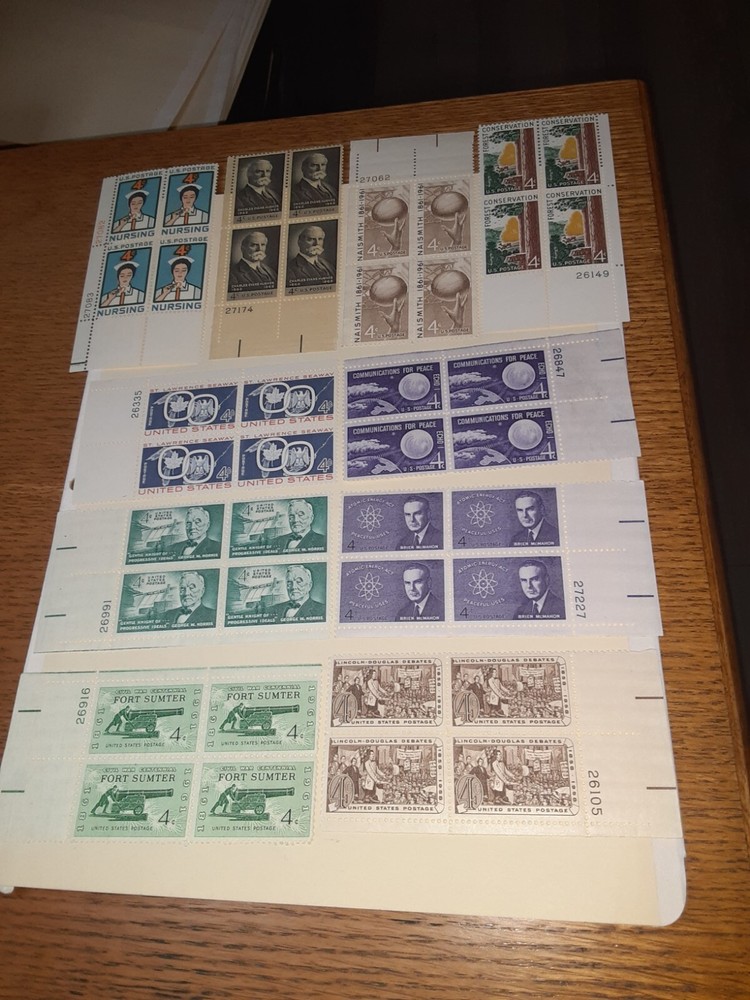 Vintage US Stamps 20 MNHOG 4c Plate Blocks Collection Lot SL 6286